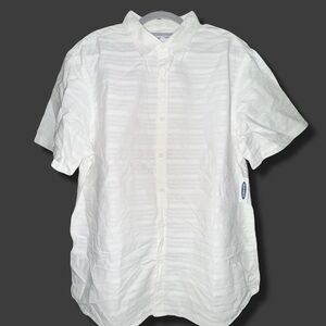NWT - Old Navy Short Sleeve White Striped Button Down
